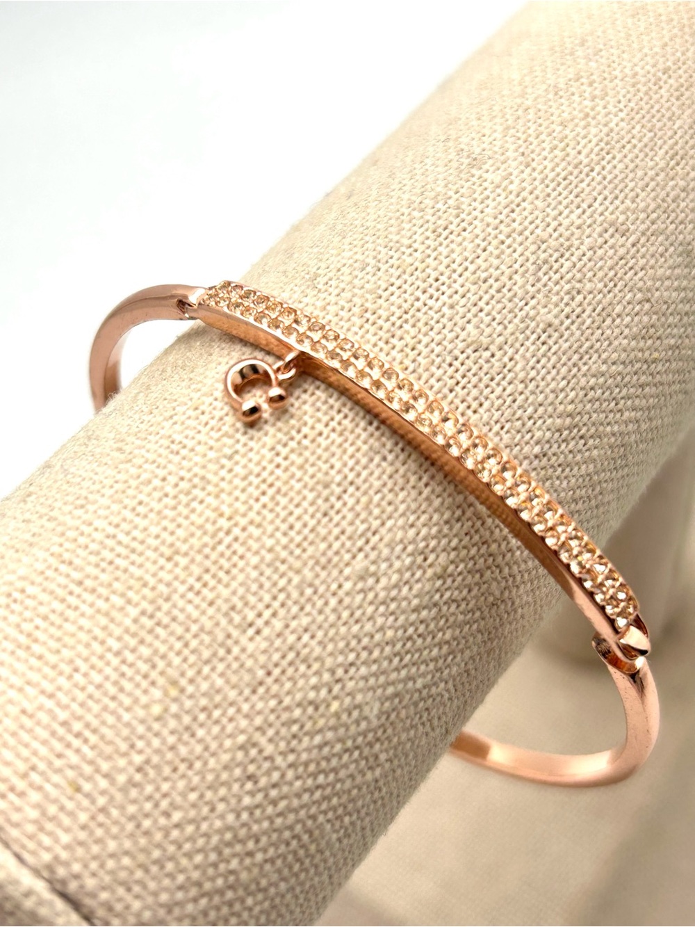 Coach Signature C Rose Gold Pave Bar Bracelet